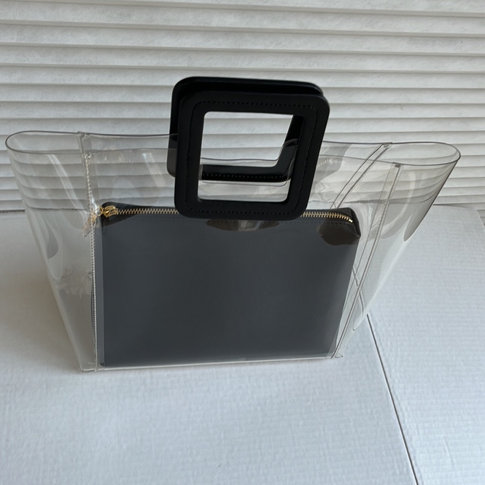 BLACK STAUD SHIRLEY BAG CLEAR PVC BAG-MEDIUM